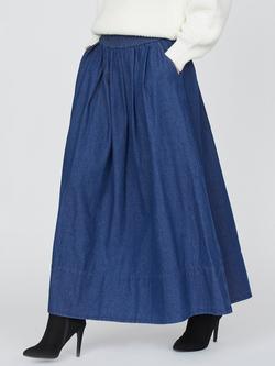 Sisters Point Usla Denim Maxi Skirt, Mid Blue, Mid Blue
