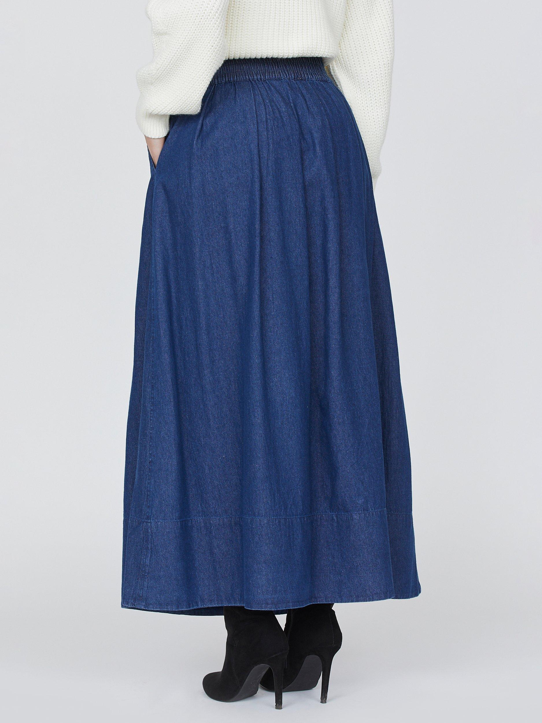Product image 2 of 4, which shows Sisters Point Usla Denim Maxi Skirt, Mid Blue, XS