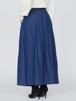 Sisters Point Usla Denim Maxi Skirt, Mid Blue - view 2, Mid Blue
