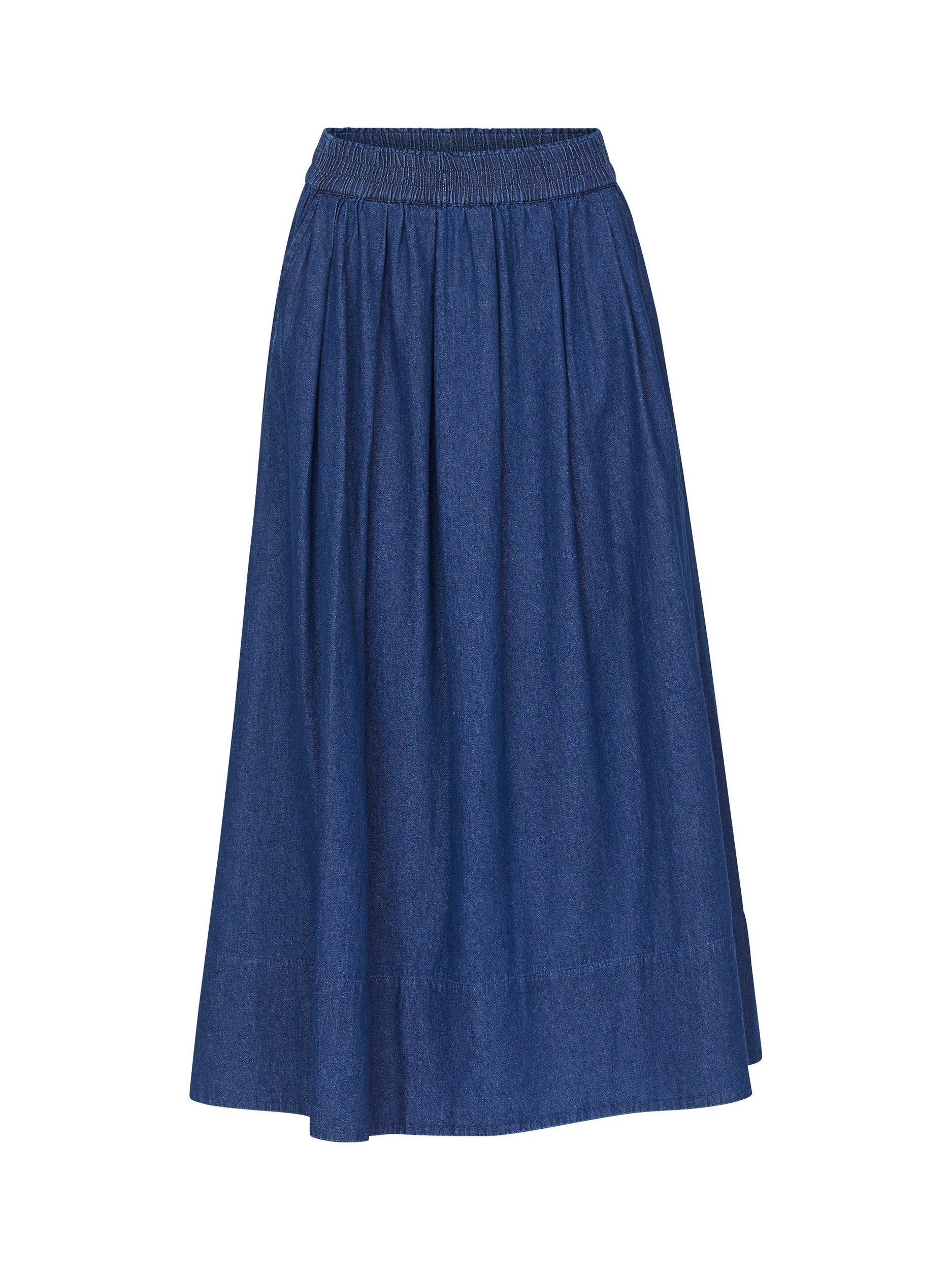 Product image 3 of 4, which shows Sisters Point Usla Denim Maxi Skirt, Mid Blue, XS