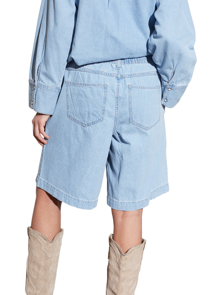 Sisters Point Osa Loose Fit Denim Shorts, Light Blue Wash - view 2, Light Blue Wash