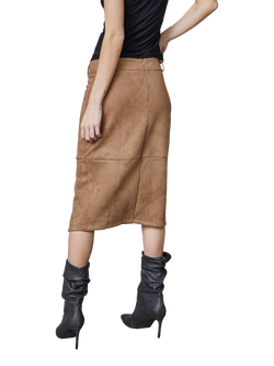 Sisters Point Velra Side Slit Midi Skirt, Camel - view 2, Camel
