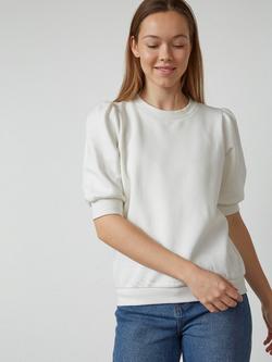 Sisters Point Peva Short Puff Sleeve Sweatshirt, Cream