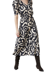 Sisters Point Vya Geometric Midi Skirt, Black/Cream