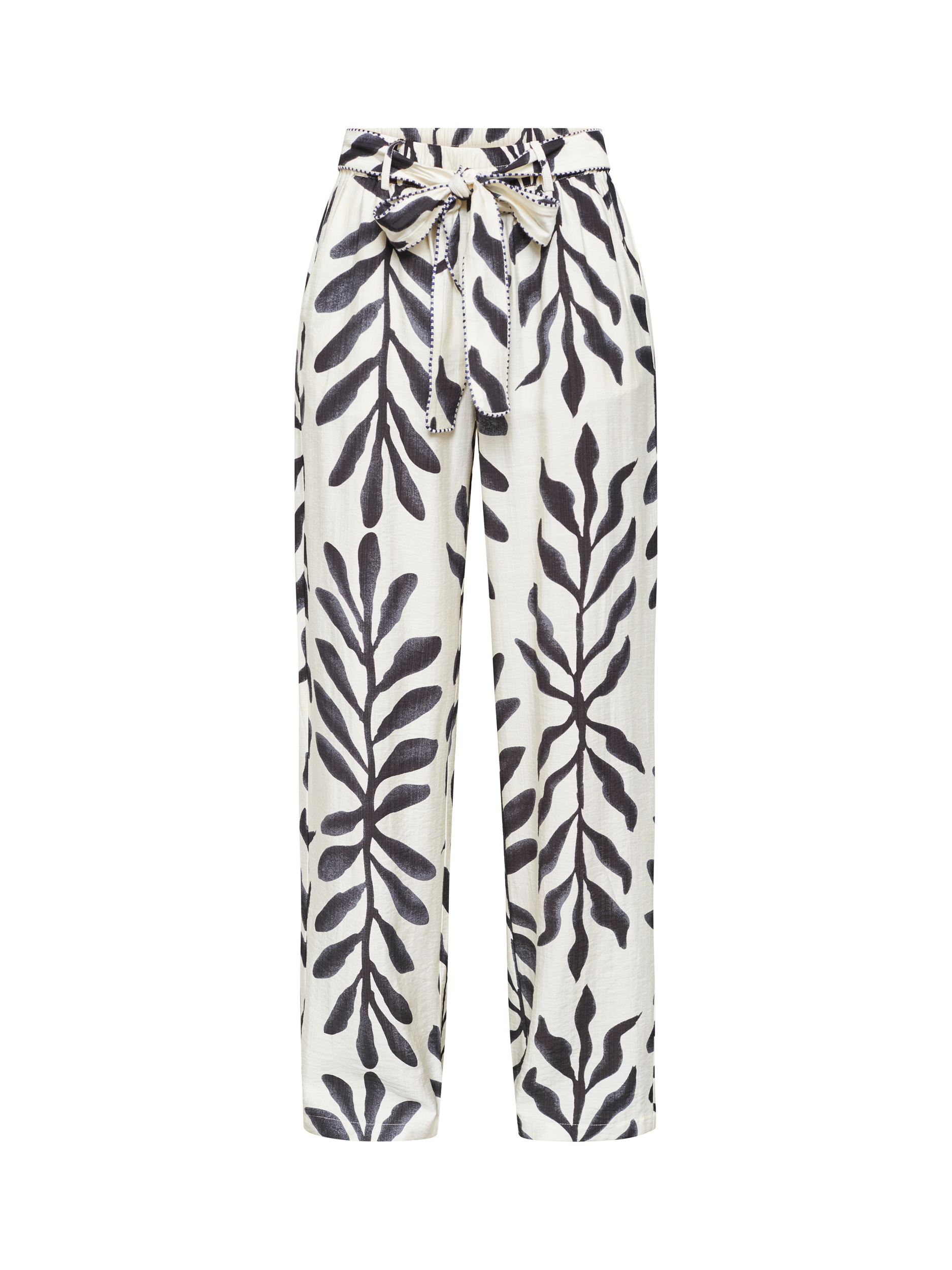 Product image 3 of 4, which shows Sisters Point Ella High Waist Wide Leg Trousers, Cream/Black, XS