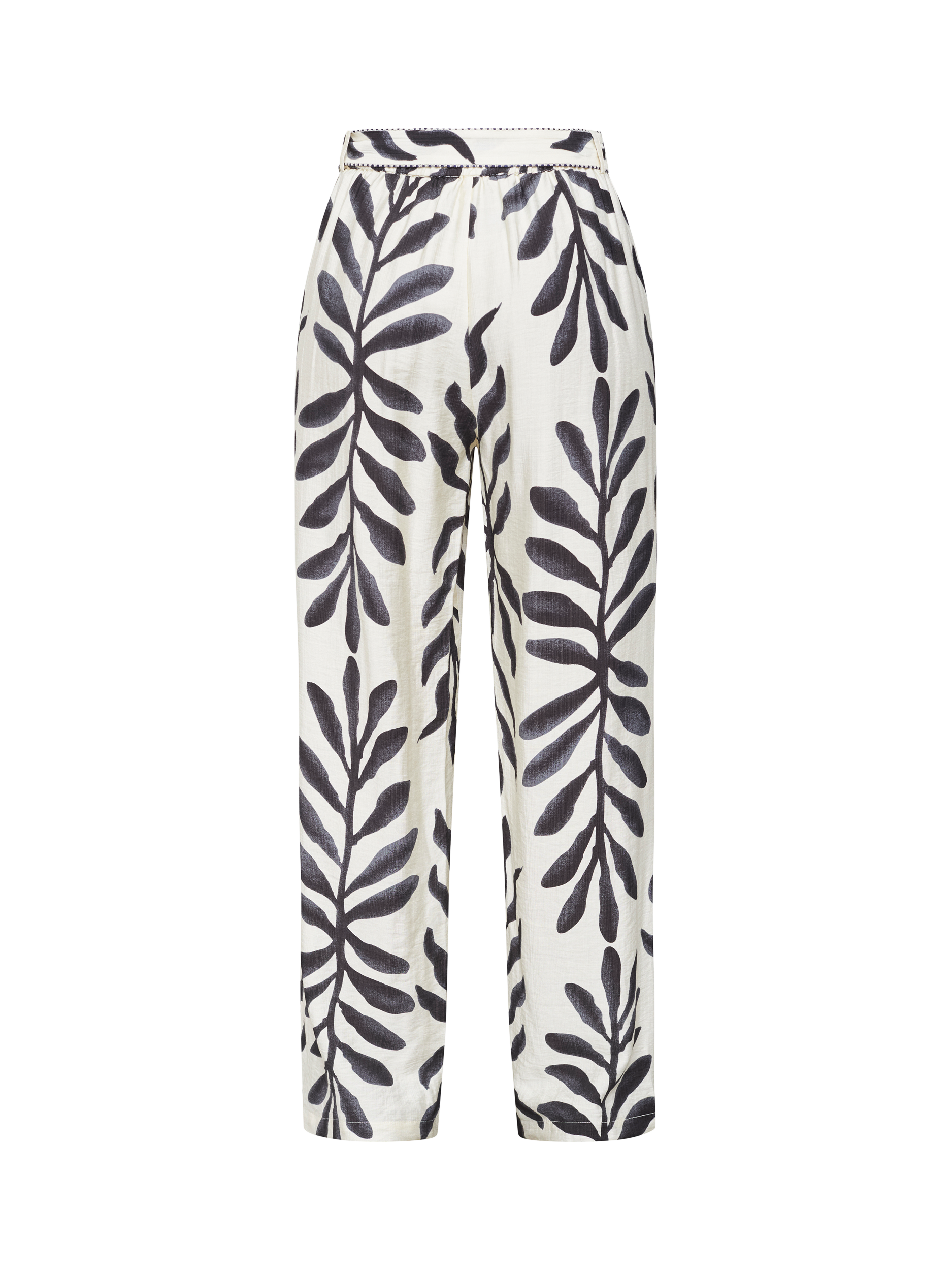Product image 4 of 4, which shows Sisters Point Ella High Waist Wide Leg Trousers, Cream/Black, XS