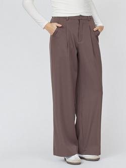 Sisters Point Tailored Wide Leg Trousers, Brown, Brown