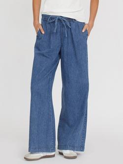 Sisters Point Osa Denim Wide Leg Trousers, Mid Blue Wash, Mid Blue Wash