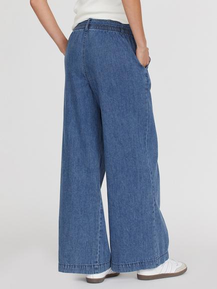 Sisters Point Osa Denim Wide Leg Trousers, Mid Blue Wash - view 2, Mid Blue Wash