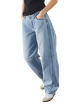 Sisters Point Filia High Waist Loose Fit Jeans, Light Blue Wash
