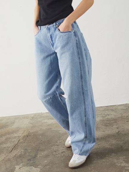 Sisters Point Filia High Waist Loose Fit Jeans, Light Blue Wash