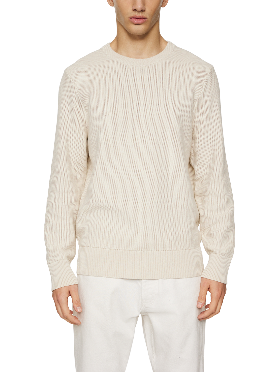Product image 1 of 5, which shows J.Lindeberg Arthur Knit Organic Cotton Sweater, Moonbeam, XXL
