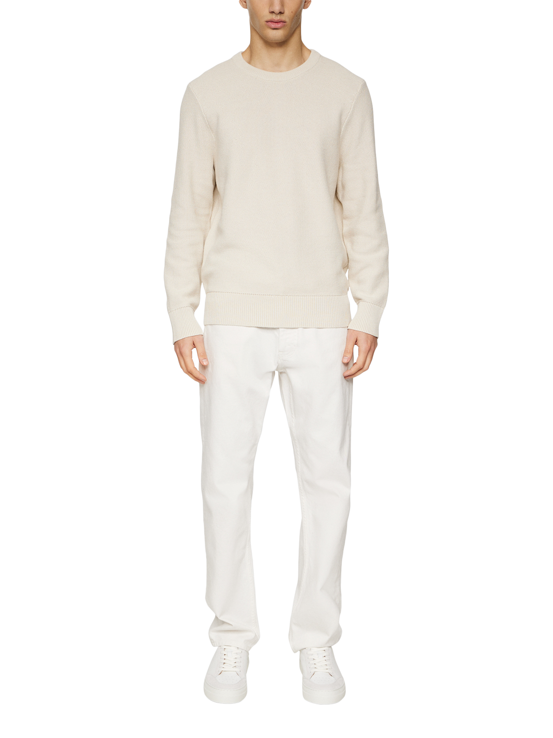 Product image 3 of 5, which shows J.Lindeberg Arthur Knit Organic Cotton Sweater, Moonbeam, XXL