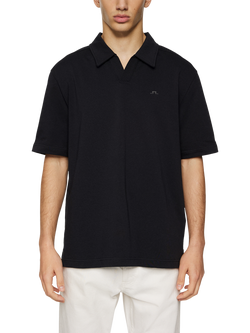 J.Lindeberg Roy Organic Cotton Regular Fit Short Sleeve Polo Shirt, Black