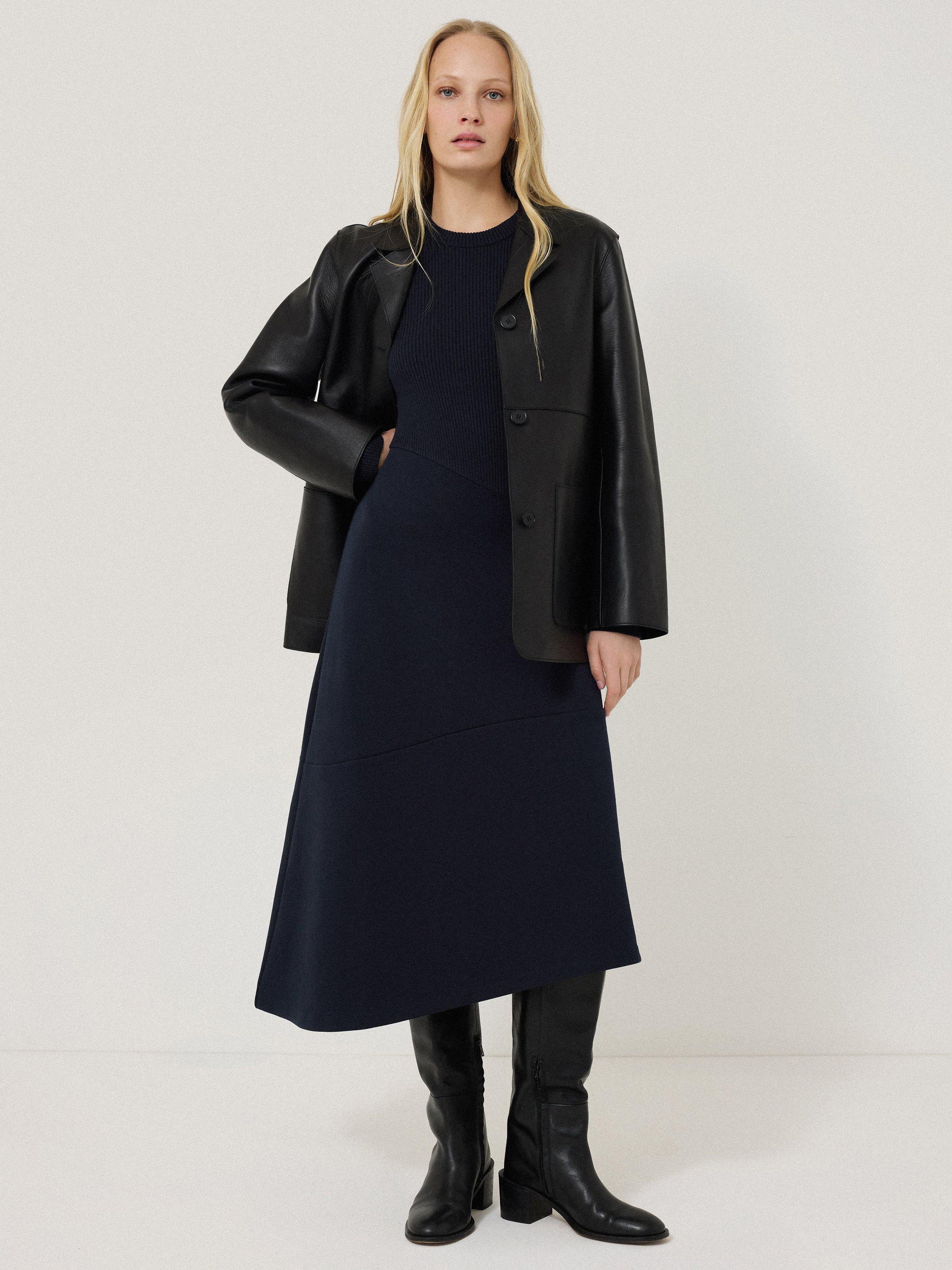 Product image 4 of 4, which shows Jigsaw Knit & Jersey Dress, Navy, S