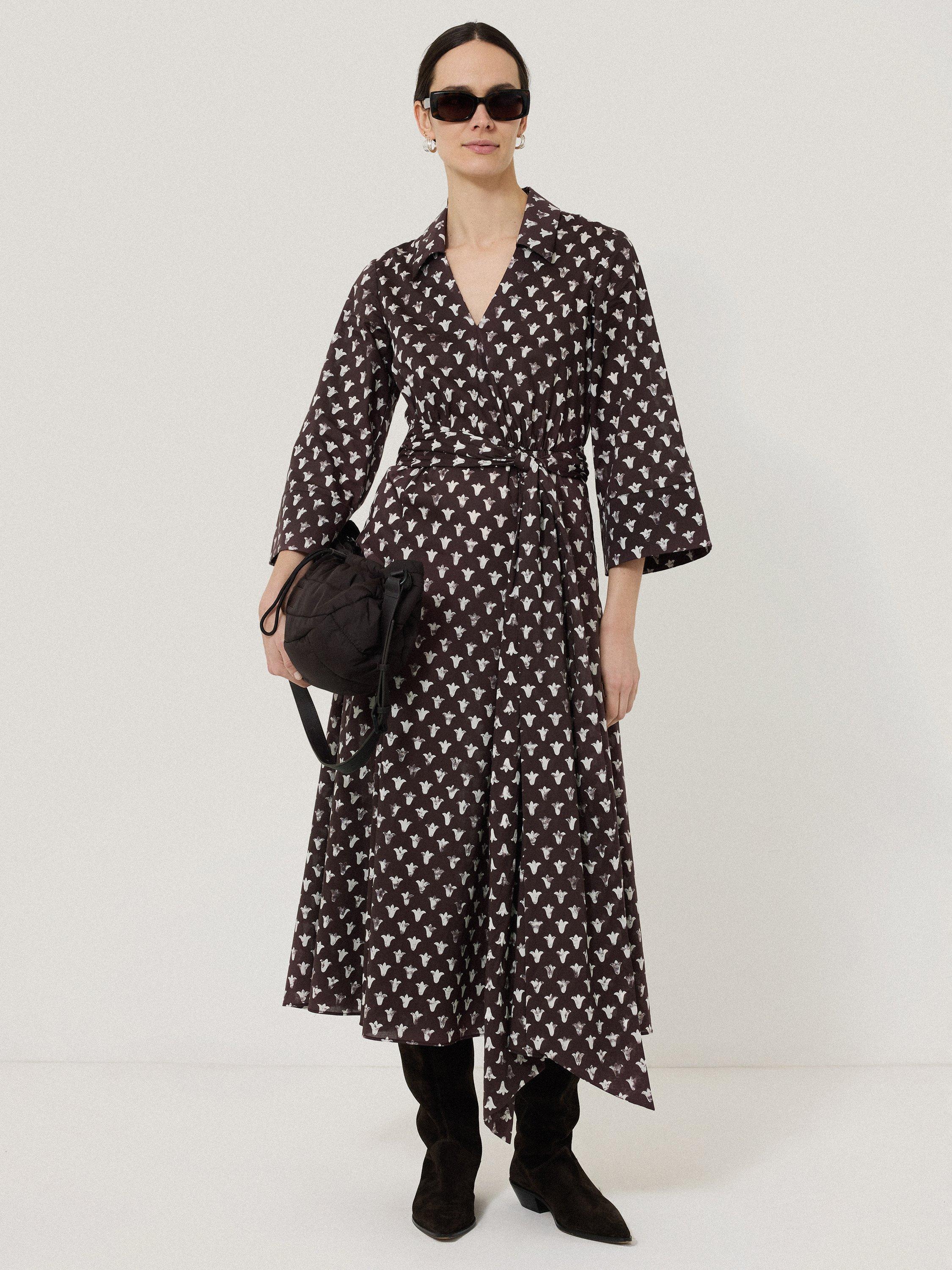Product image 1 of 4, which shows Jigsaw Tulip Print Shirt Dress, Oxblood, 6