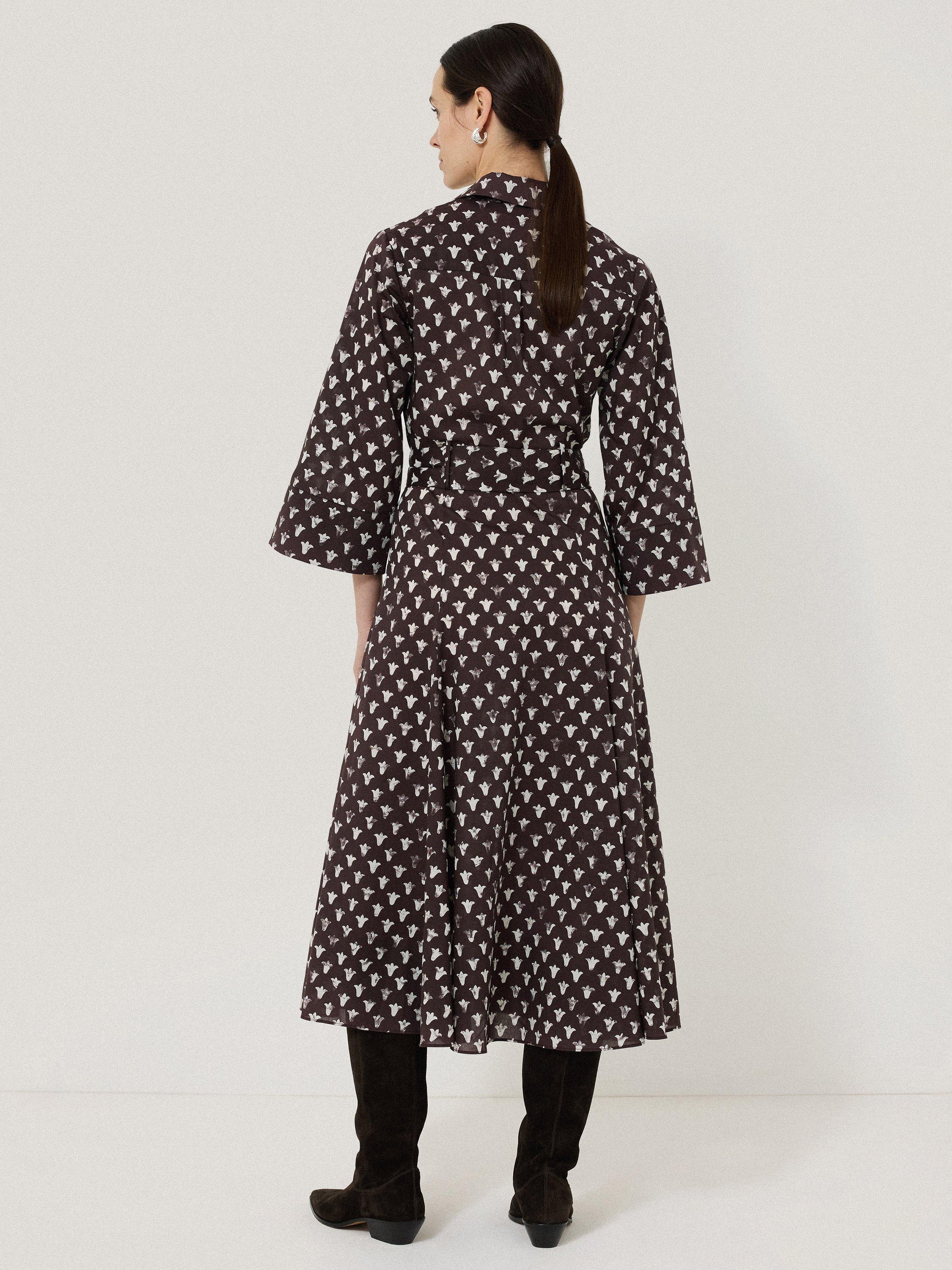 Product image 2 of 4, which shows Jigsaw Tulip Print Shirt Dress, Oxblood, 6