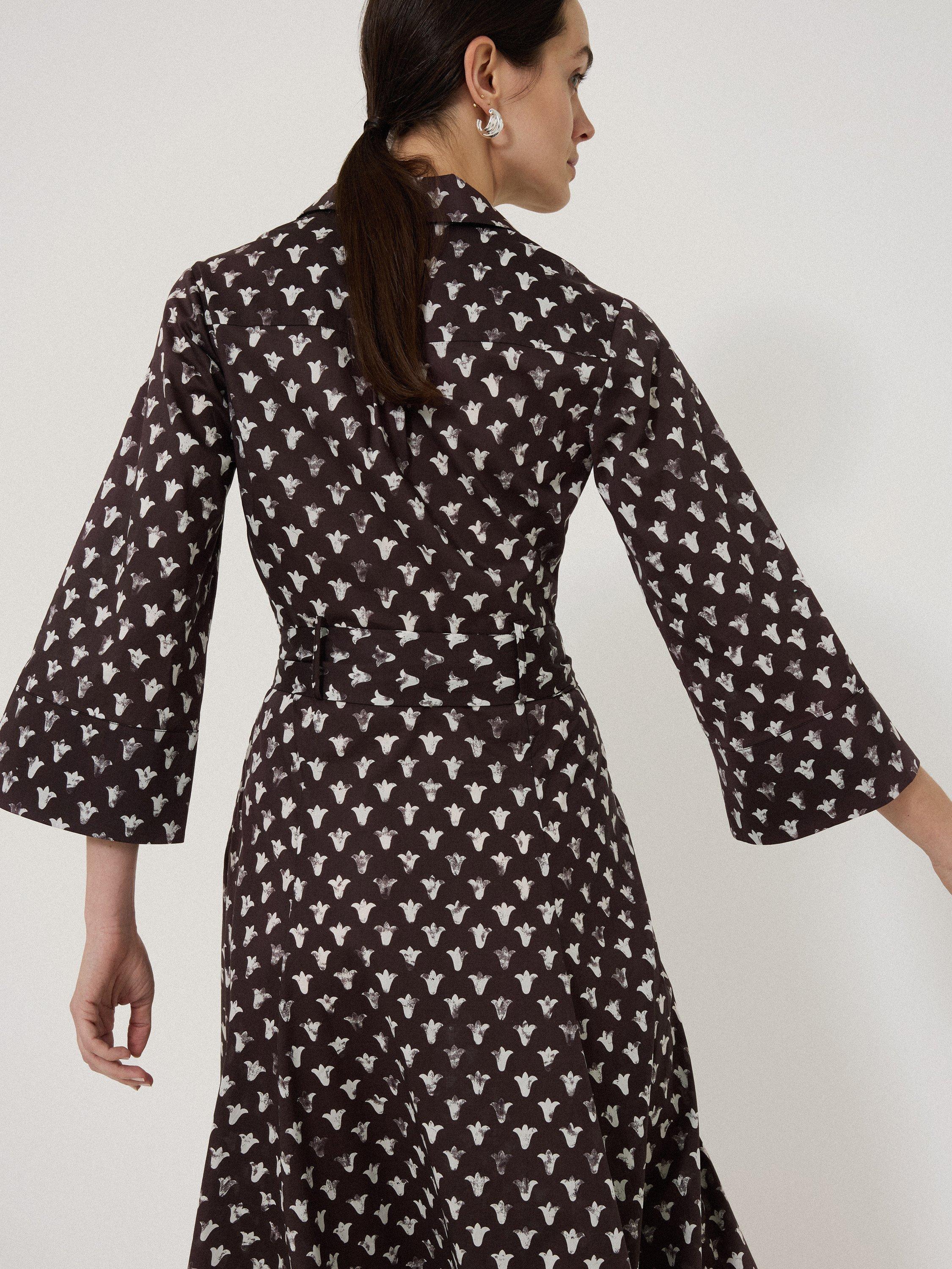 Product image 4 of 4, which shows Jigsaw Tulip Print Shirt Dress, Oxblood, 6