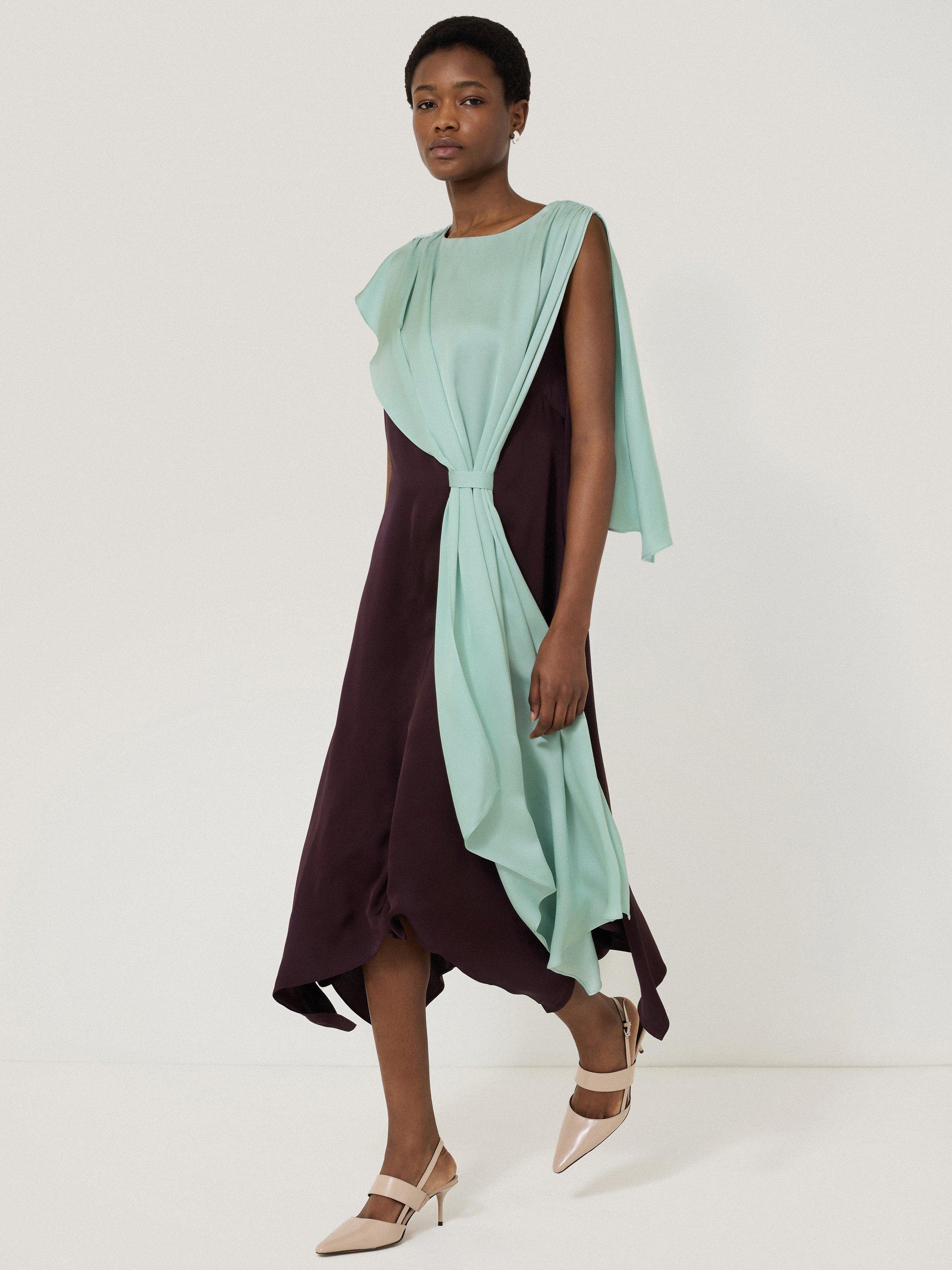 Jigsaw Hockney Drape Cape Dress, Oxblood
