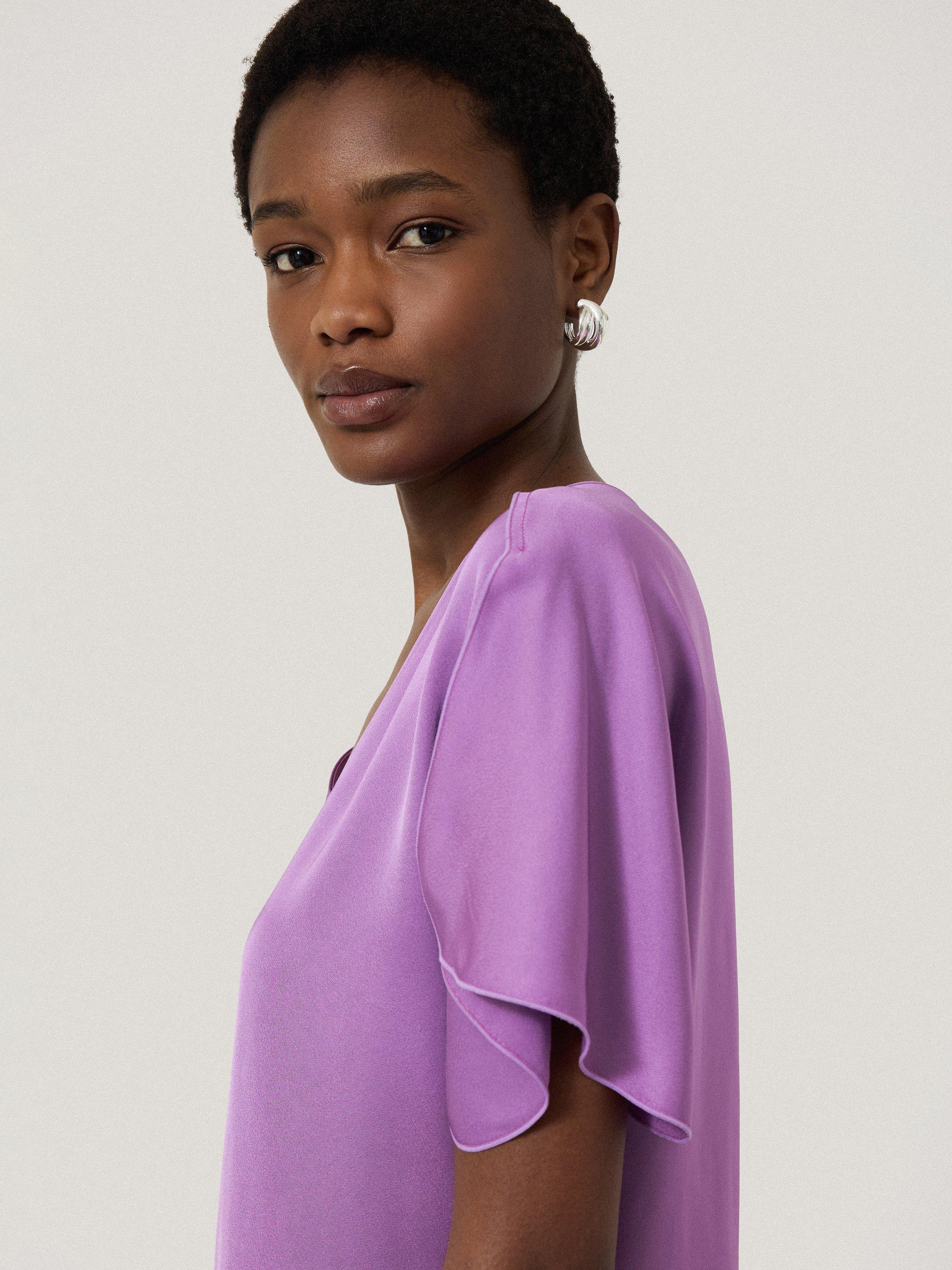 Product image 3 of 6, which shows Jigsaw Asymmetric Neck Drape Top, Purple, 6