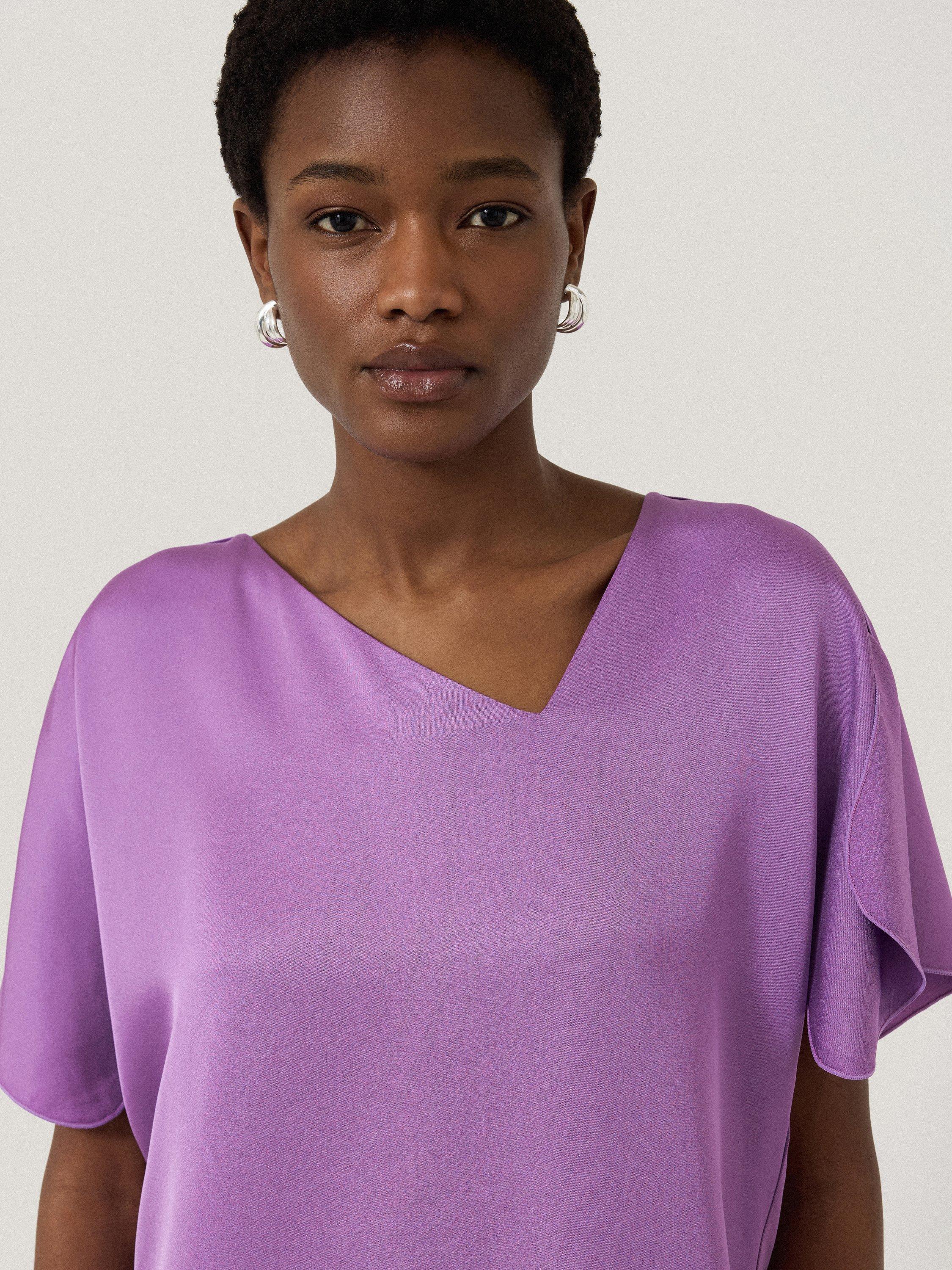 Product image 5 of 6, which shows Jigsaw Asymmetric Neck Drape Top, Purple, 6