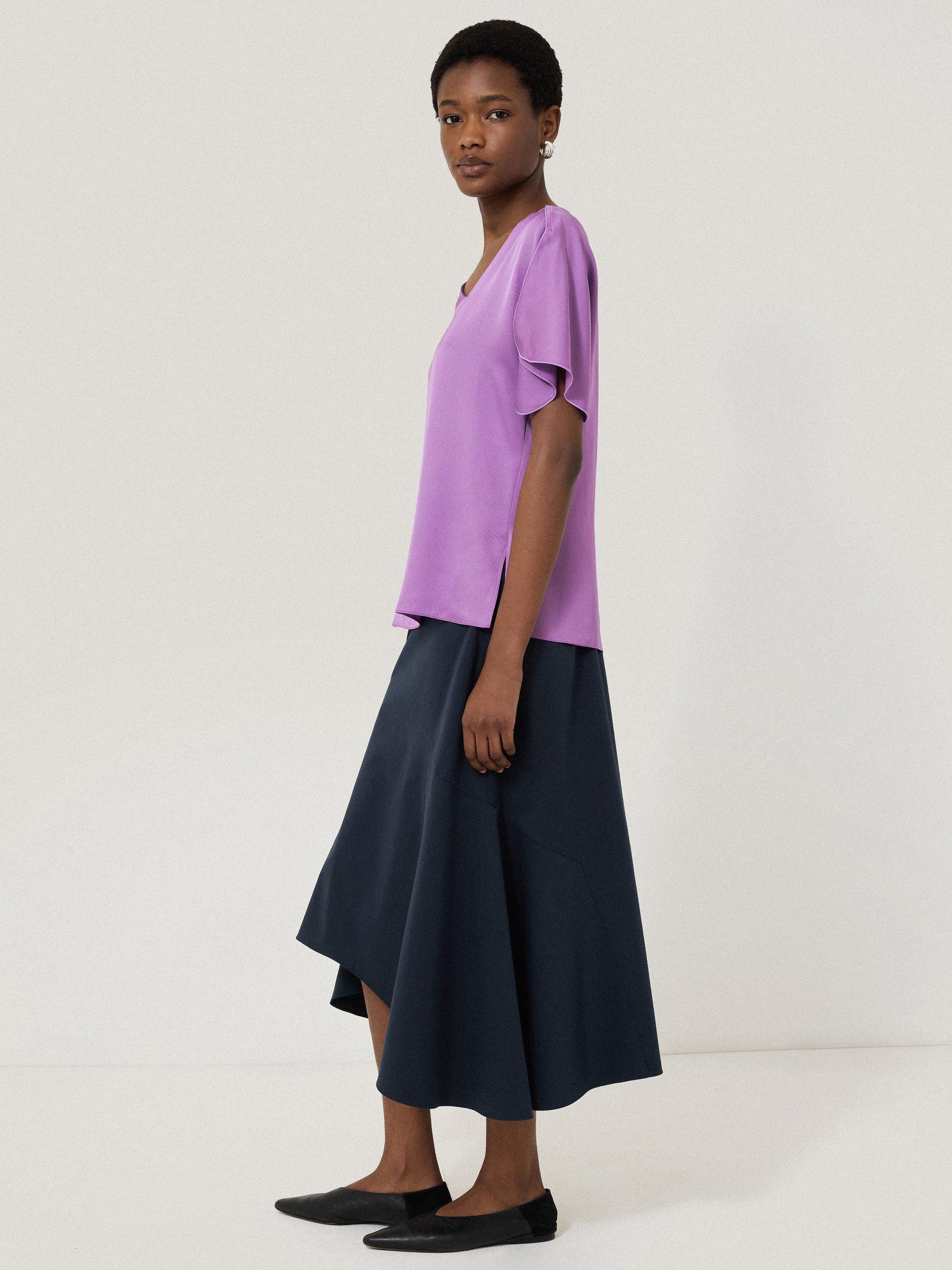 Product image 6 of 6, which shows Jigsaw Asymmetric Neck Drape Top, Purple, 6