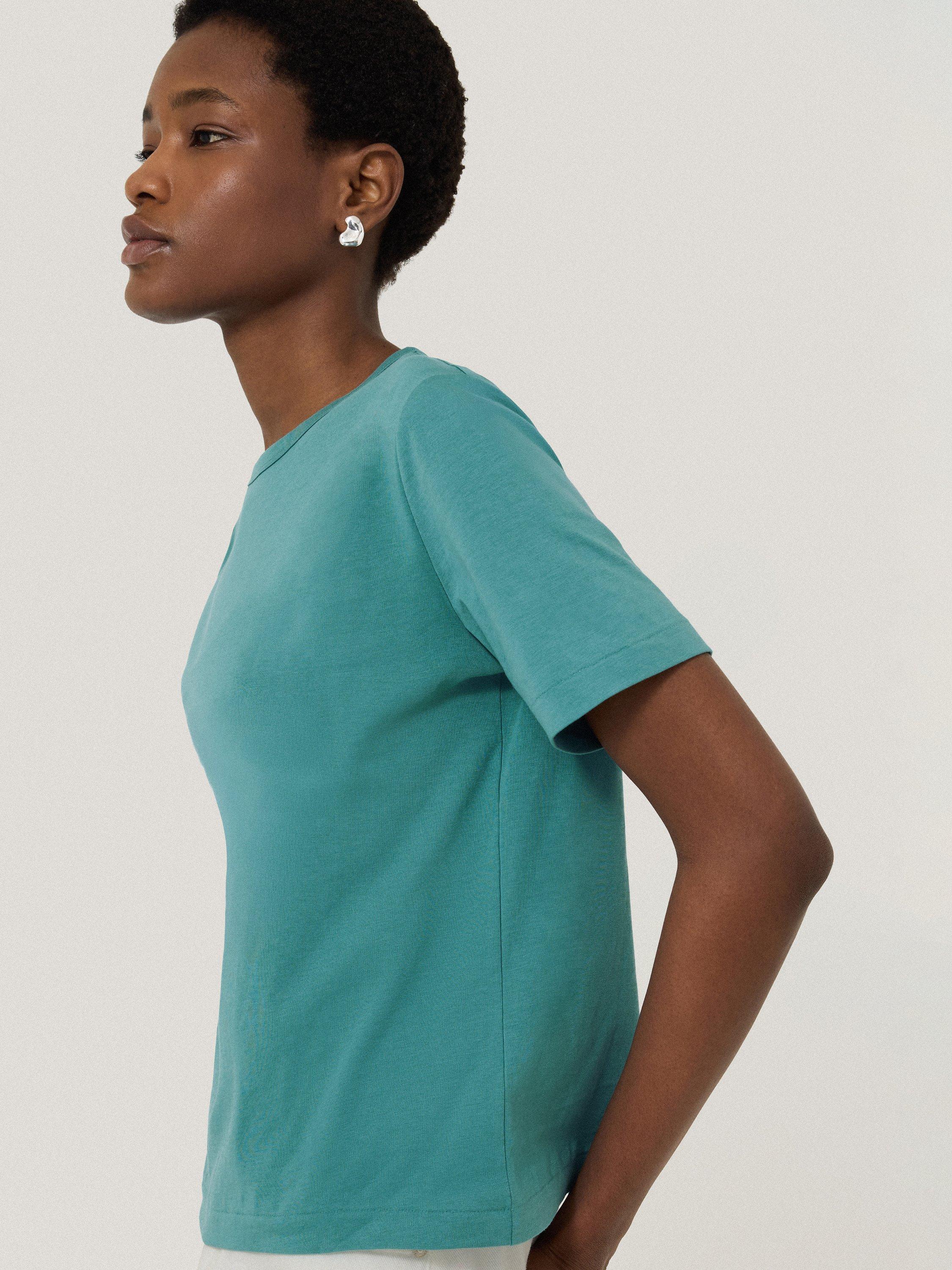 Product image 4 of 4, which shows Jigsaw Heavyweight Boxy T-Shirt, Blue/Aqua, XS