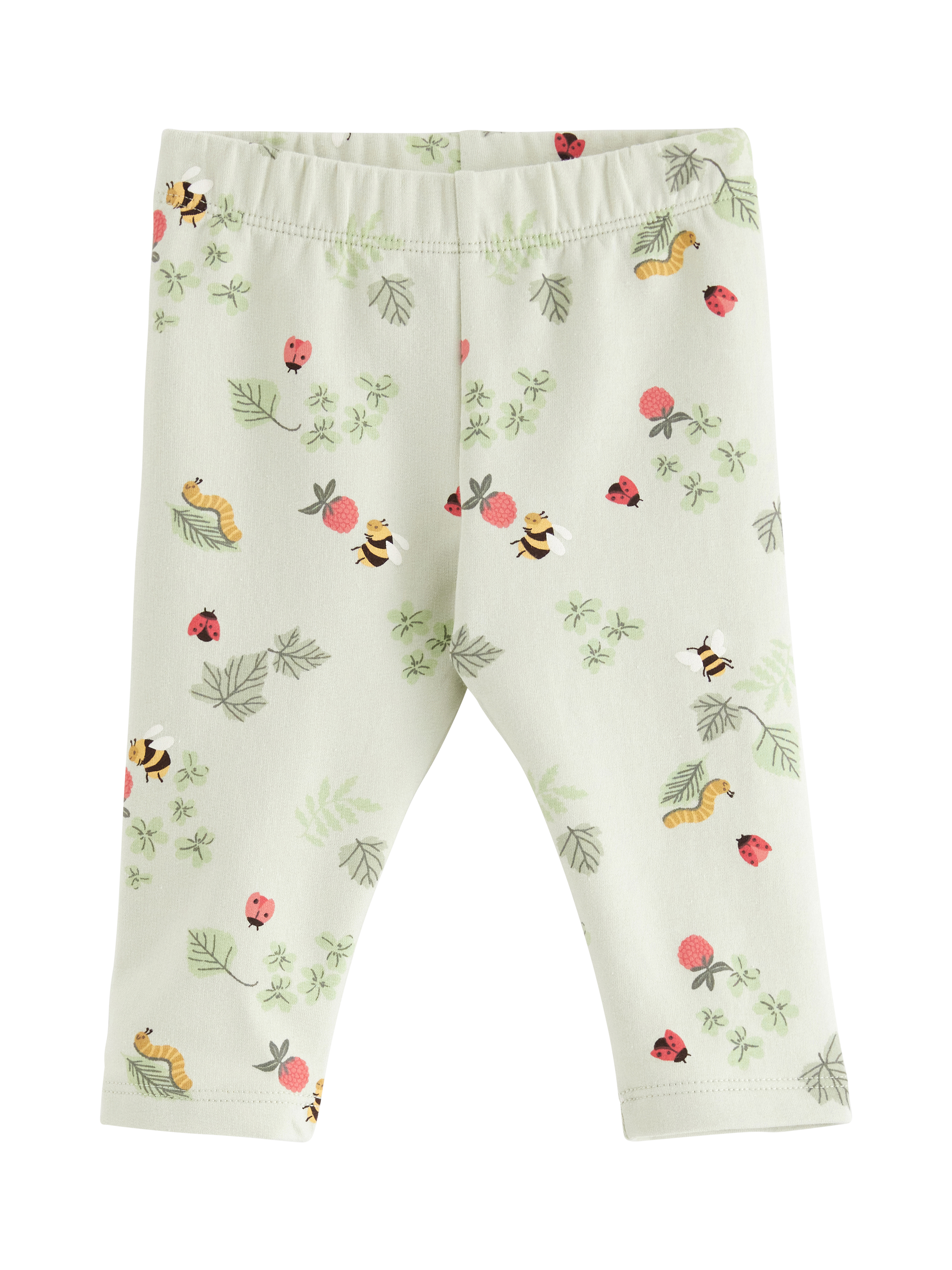 Product image 1 of 3, which shows Lindex Baby Summer Woodland Print Leggings, Light Dusty Green, 10-12 months