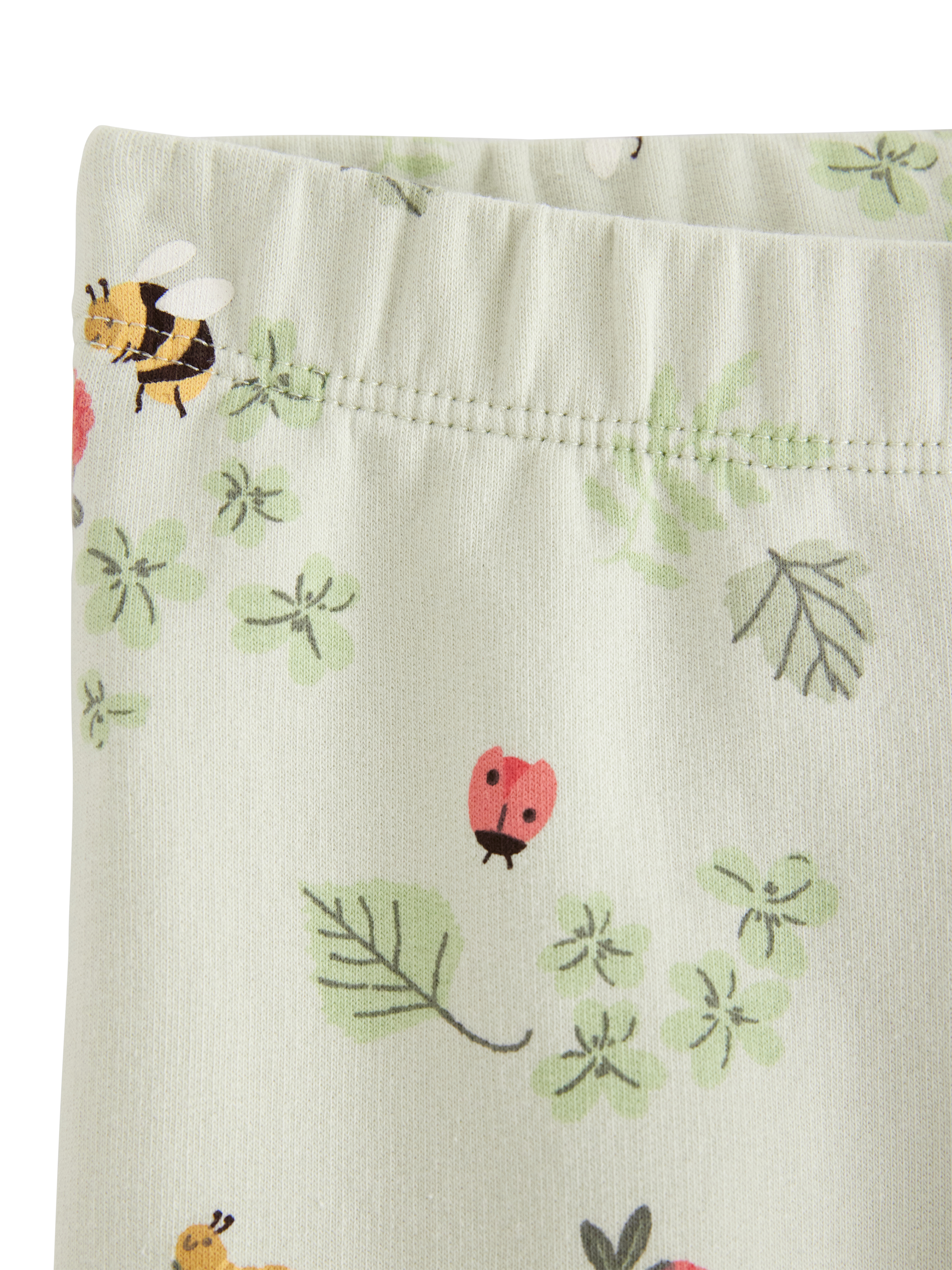 Product image 3 of 3, which shows Lindex Baby Summer Woodland Print Leggings, Light Dusty Green, 10-12 months