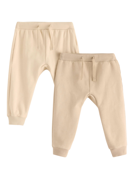 Lindex Baby Plain &  Bear Joggers, Pack of 2, Beige - view 2, Beige