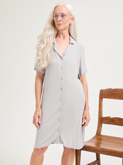 Pretty You London EcoVero Ribbed Nightshirt, Grey