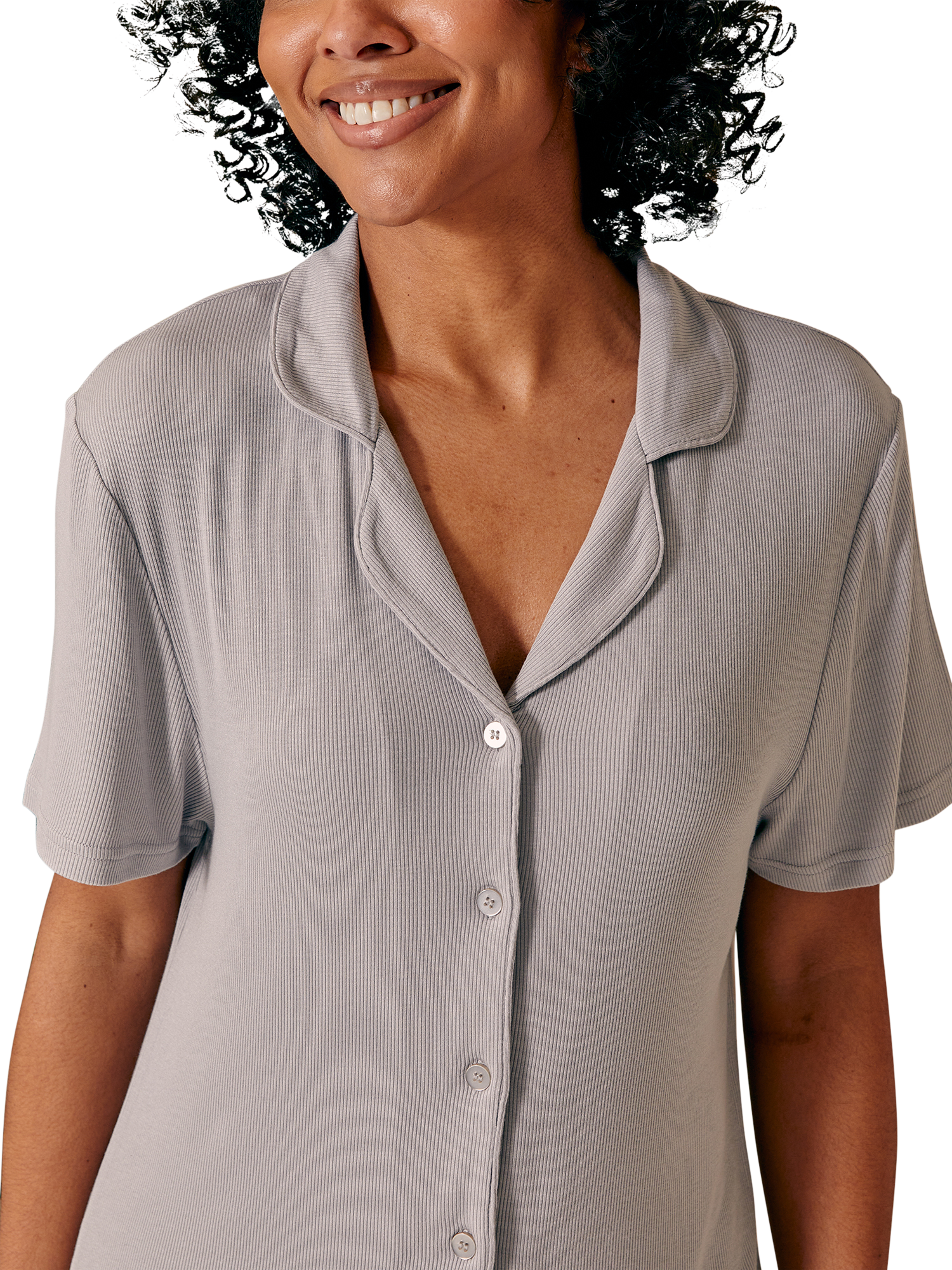 Product image 2 of 4, which shows Pretty You London EcoVero Ribbed Nightshirt, Grey, 8