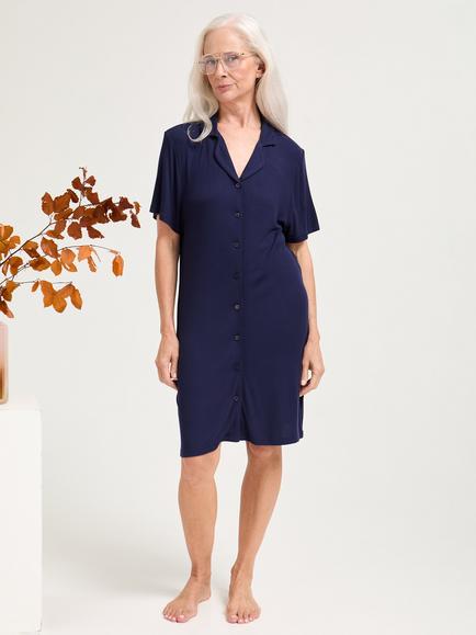 Pretty You London EcoVero Ribbed Nightshirt, Midnight
