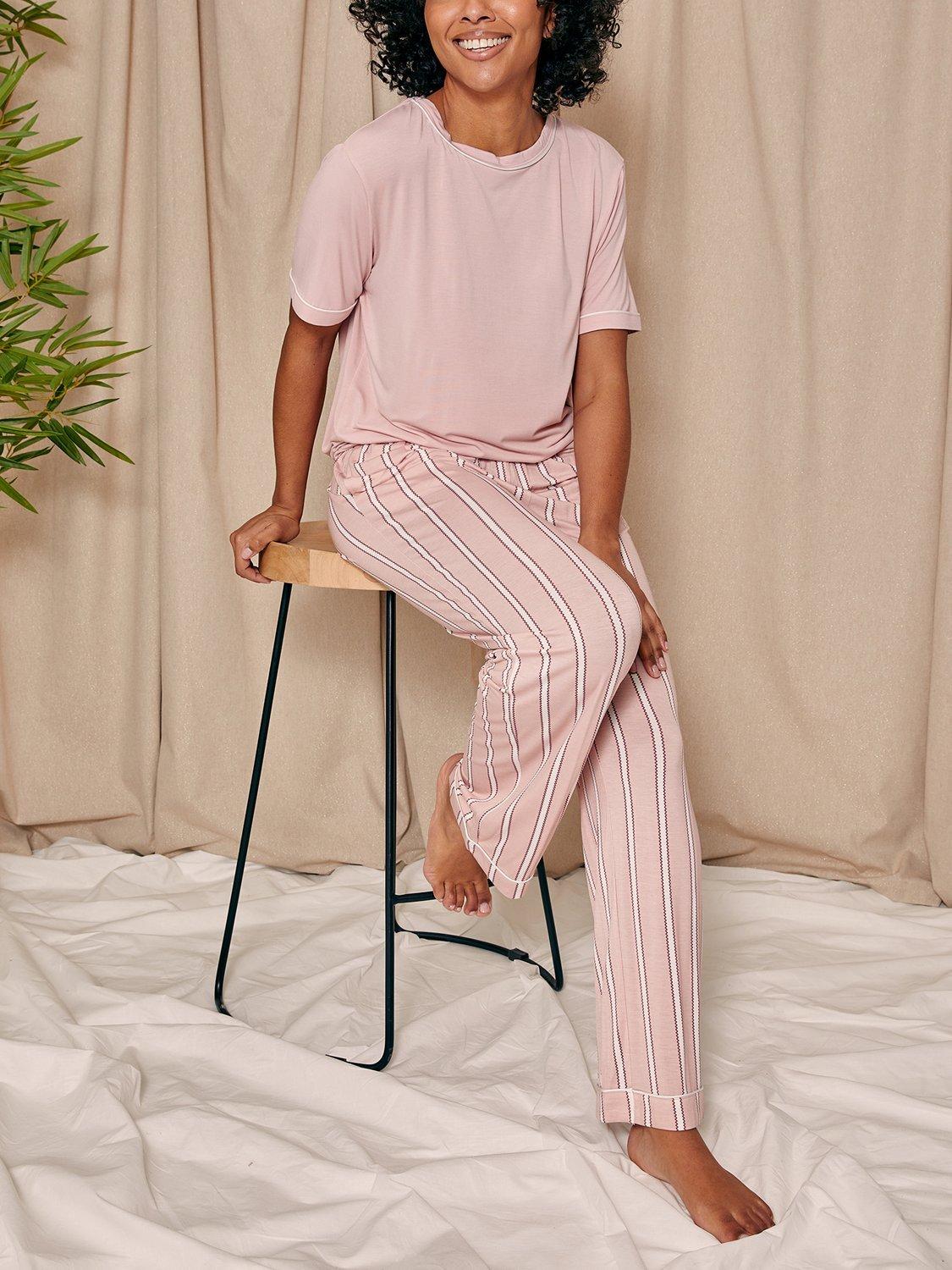 Product image 1 of 3, which shows Pretty You London Bamboo Tee and Trouser Set, Blush, 8
