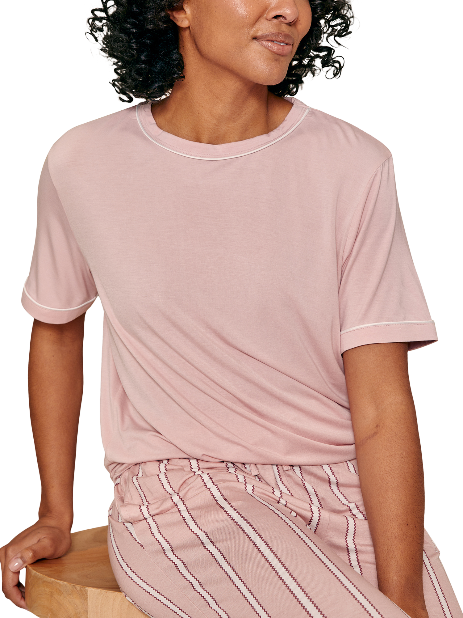 Product image 2 of 3, which shows Pretty You London Bamboo Tee and Trouser Set, Blush, 8