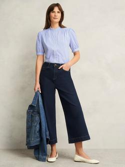 Hobbs Charley Stripe Scallop Trim Shirt, Blue/Ivory - view 2, Blue/Ivory