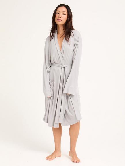 Pretty You London Ribbed Dressing Gown, Grey