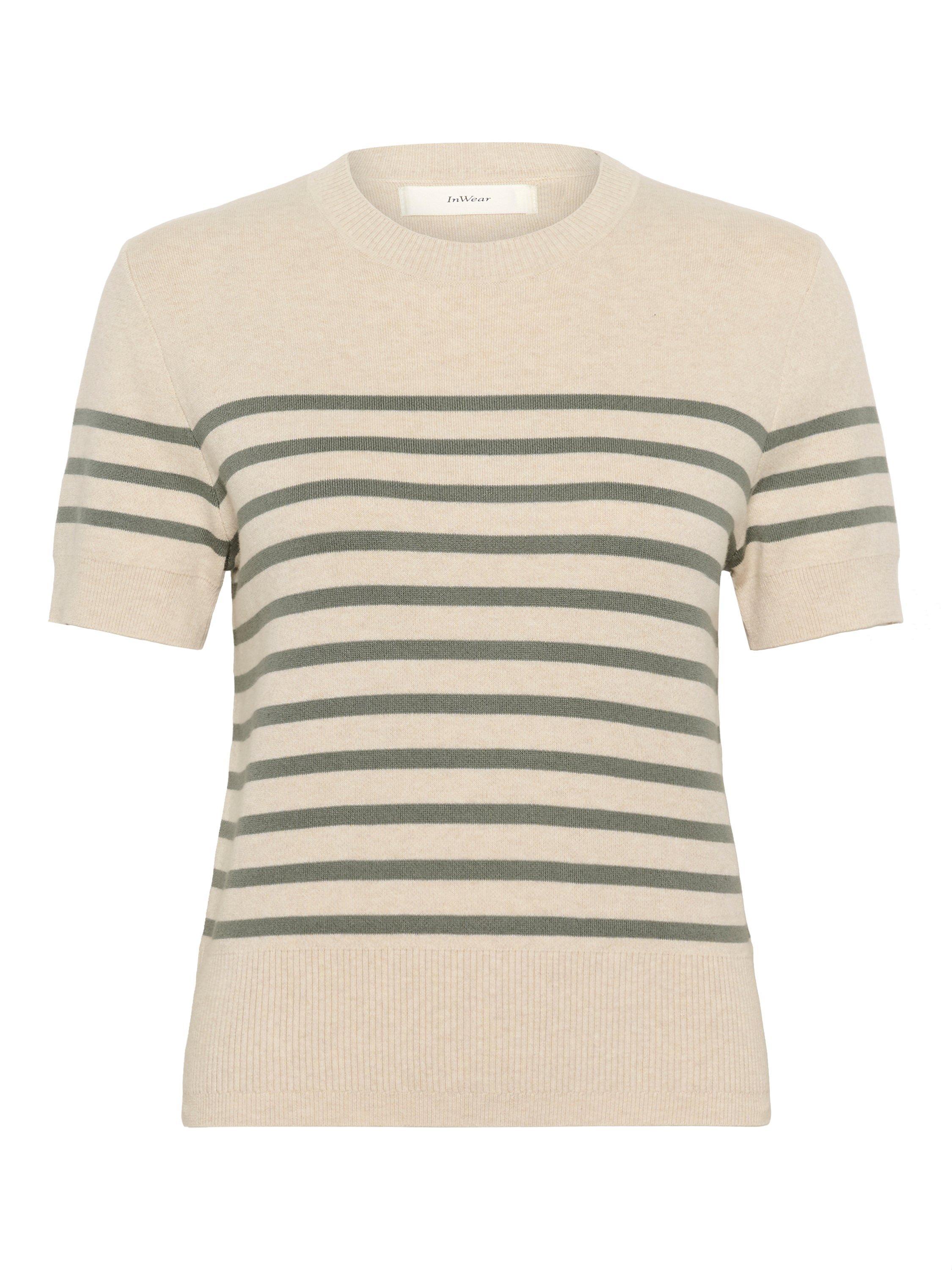 Product image 1 of 2, which shows InWear Wallis Stripe Jumper, Agave/Cream, XS