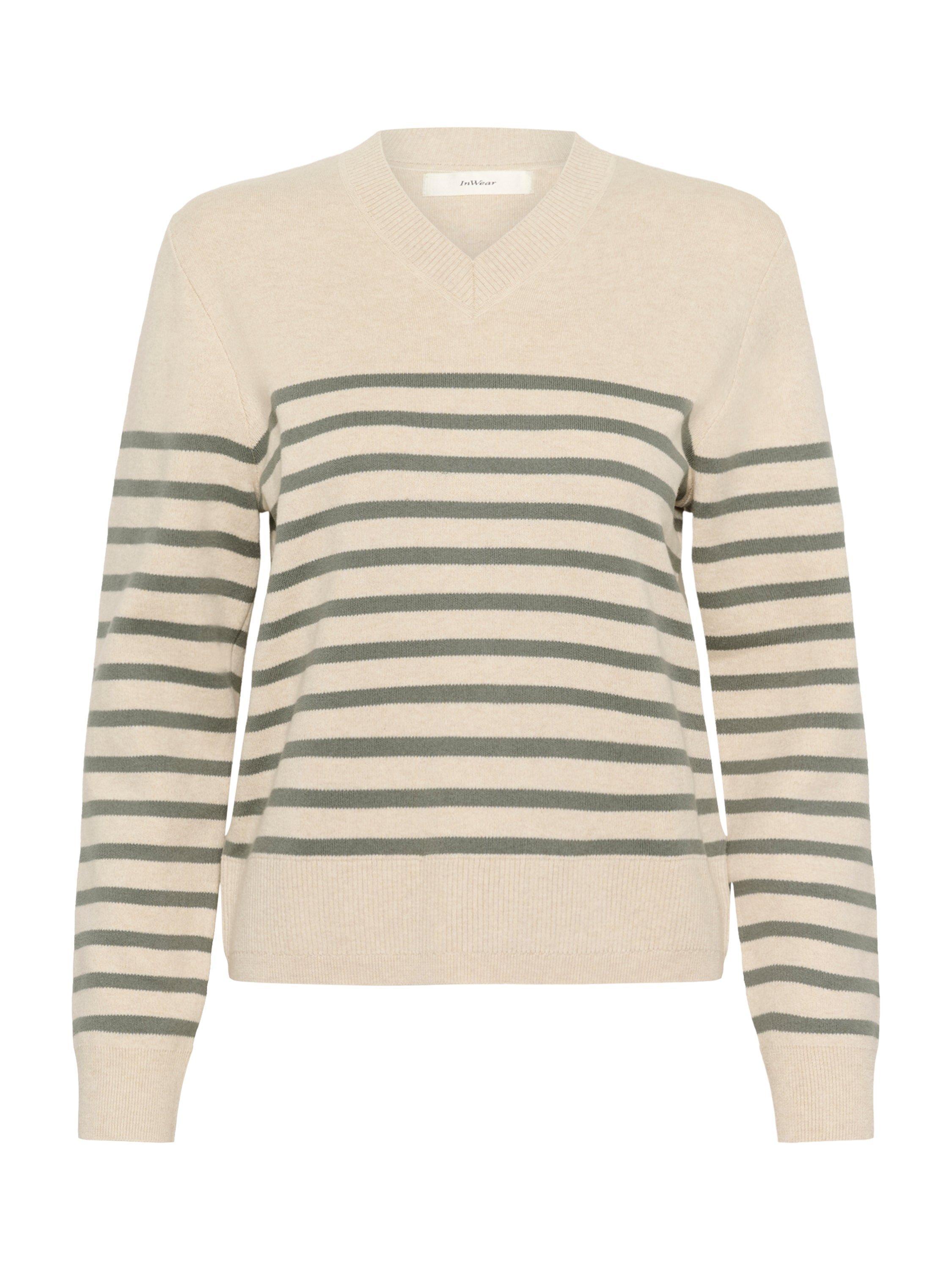 Product image 1 of 2, which shows InWear Wallis Stripe Jumper, Agave/Cream, M