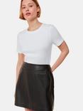Whistles Pure Leather Mini Skirt, Black