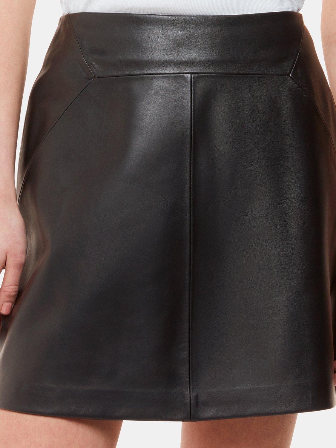 Product image 4 of 5, which shows Whistles Pure Leather Mini Skirt, Black, 6