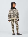 John Lewis Kids' Leopard Print Stripe Sweatshirt, Grey Stripe