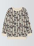 John Lewis Kids' Leopard Print Stripe Sweatshirt, Grey Stripe