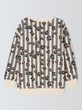 John Lewis Kids' Leopard Print Stripe Sweatshirt, Grey Stripe