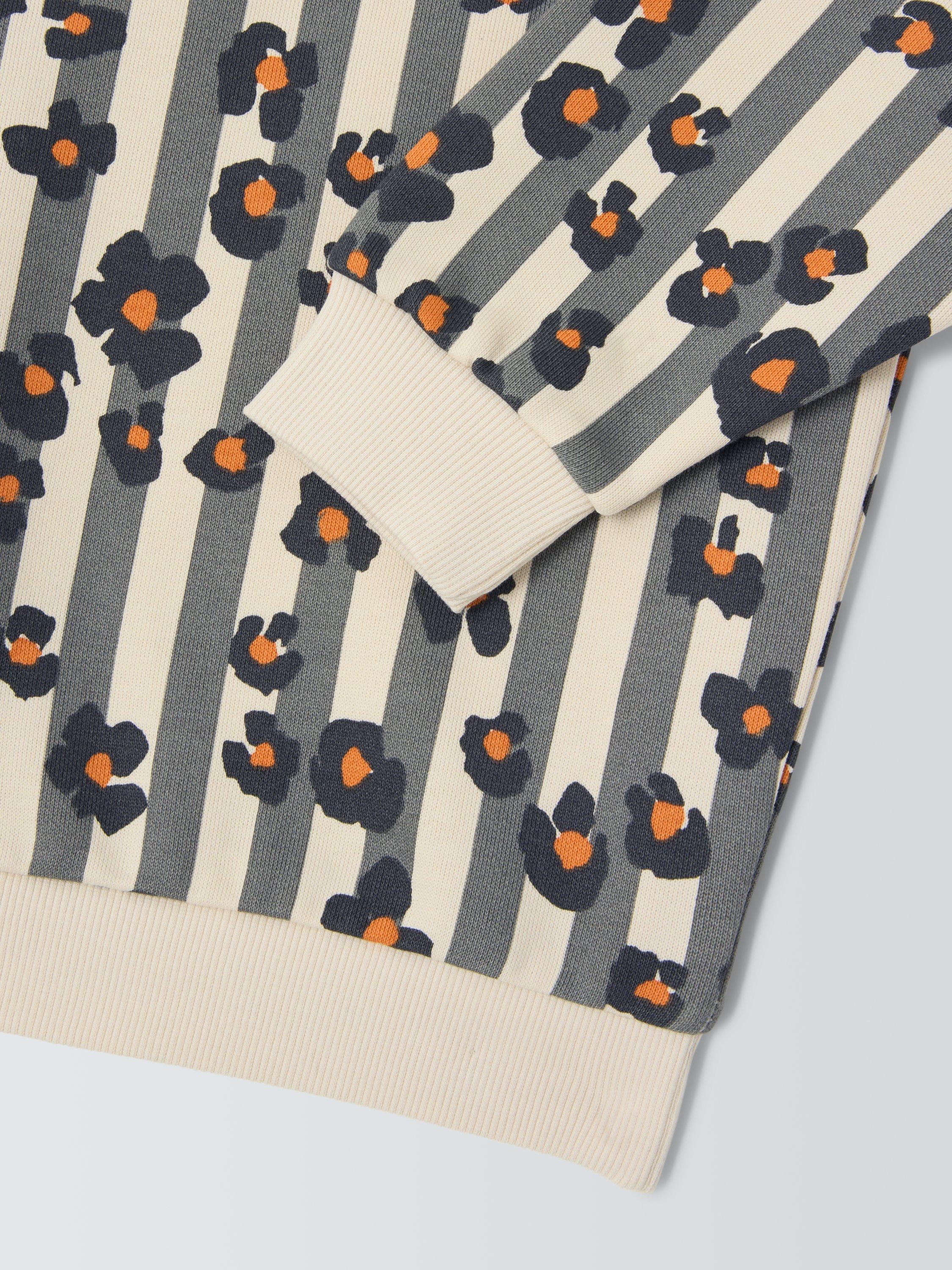 Product image 3 of 3, which shows John Lewis Kids' Leopard Print Stripe Sweatshirt, Grey Stripe, 3 years