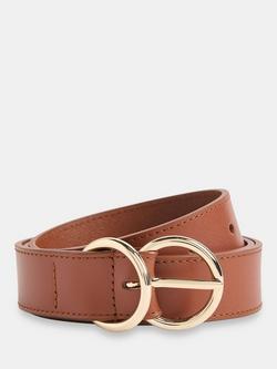 Whistles Double Ring Buckle Leather Belt, Tan, Tan