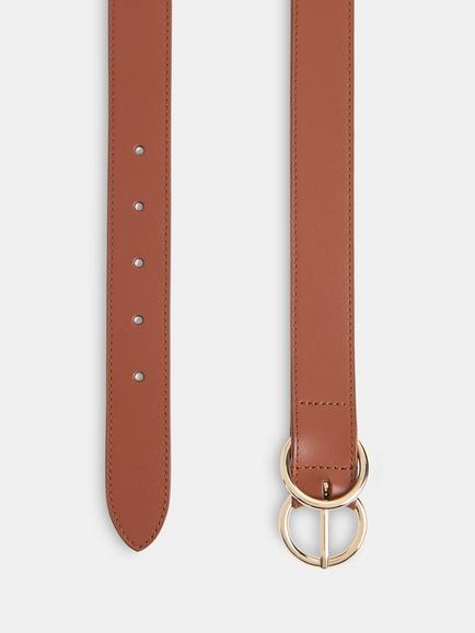 Whistles Double Ring Buckle Leather Belt, Tan - view 2, Tan