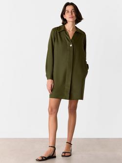 Whistles Collared Button Mini Dress, Khaki