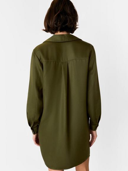 Whistles Collared Button Mini Dress - view 2, Khaki