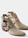 Mint Velvet Suede Cut Out Ankle Boots, Natural